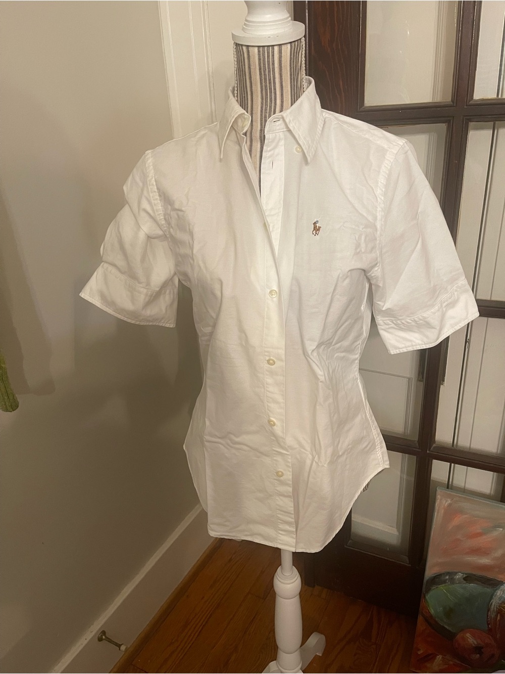 Ralph Lauren White Short Sleeve Button-Down Shirt